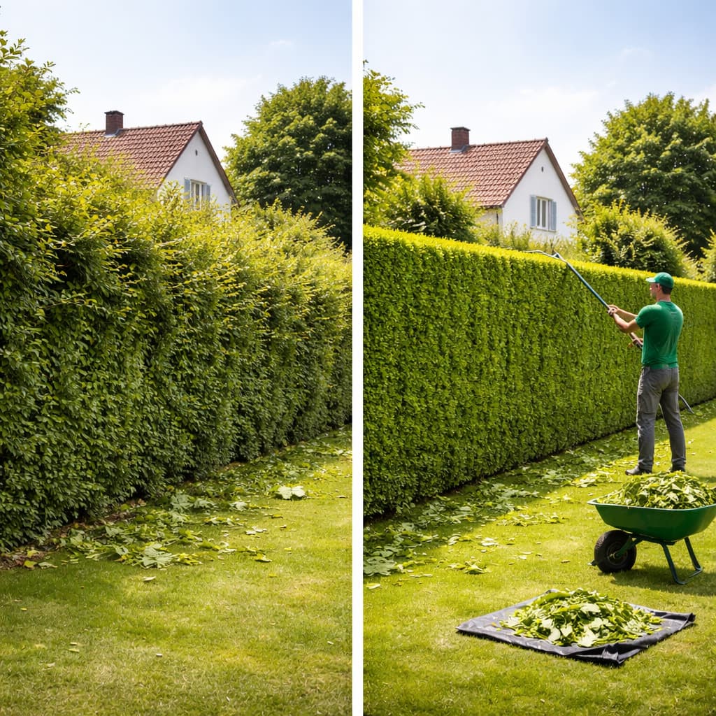Heckenschnitt Schloß Holte – vorher und nachher